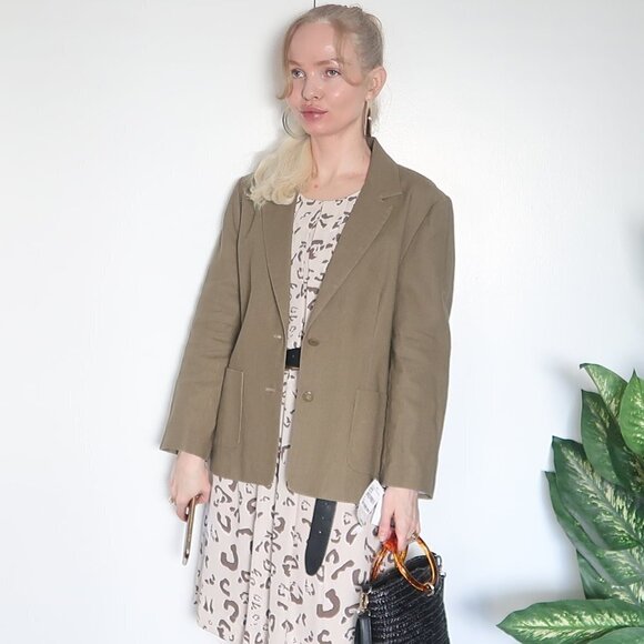 Beyond Vintage Single-breasted Linen Blend Blazer - Picture 2 of 15